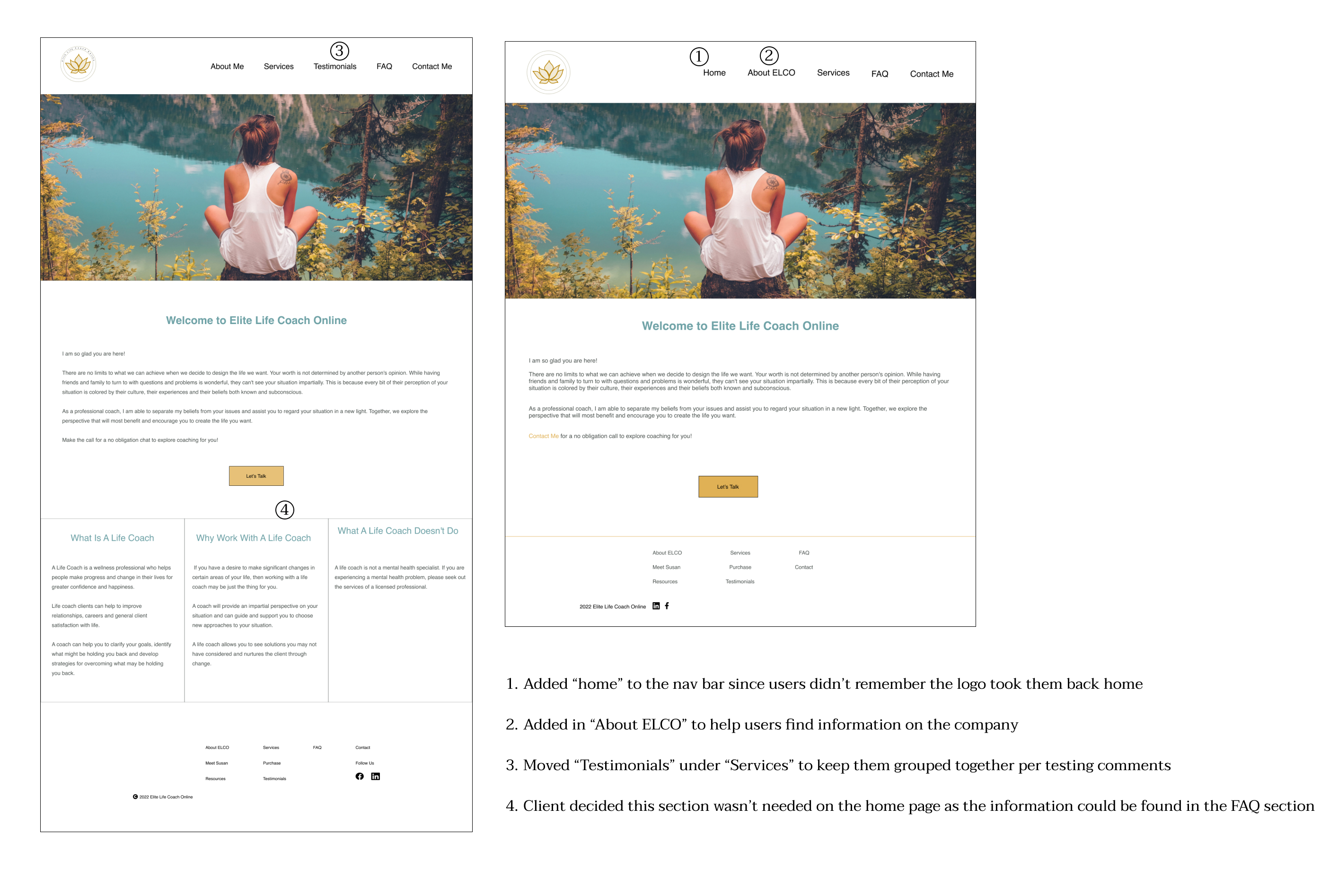 Homepage showing updated changes